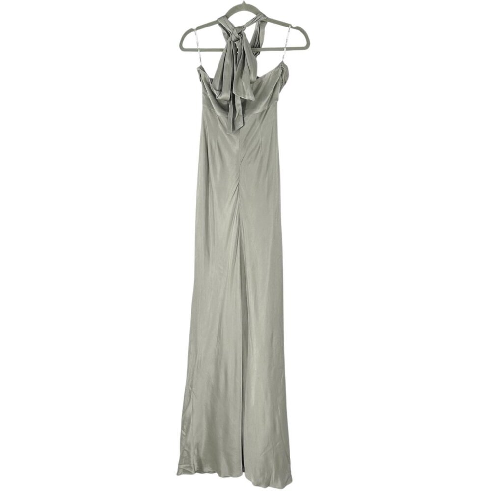 NWT Shona Joy La Lune Ruched Halter Maxi Dress in Sage 4 - Picture 4 of 10